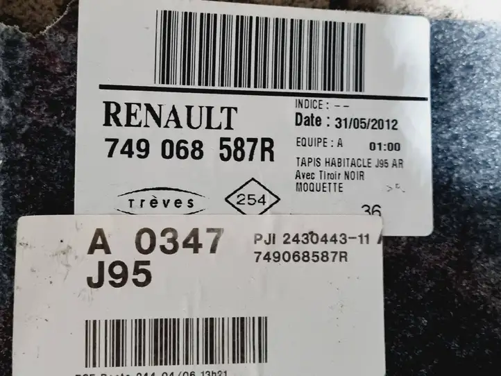 Renault Scenic III - Grand scenic III (2009 - 2016) 749068587R Задний коврик салона — фото 4