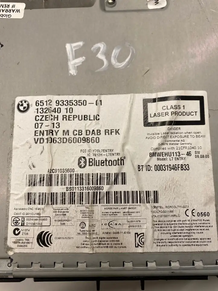BMW 3 F30 F35 F31 (2012 - 2018) 13264010 Магнитола / мультимедийная система — фото 6