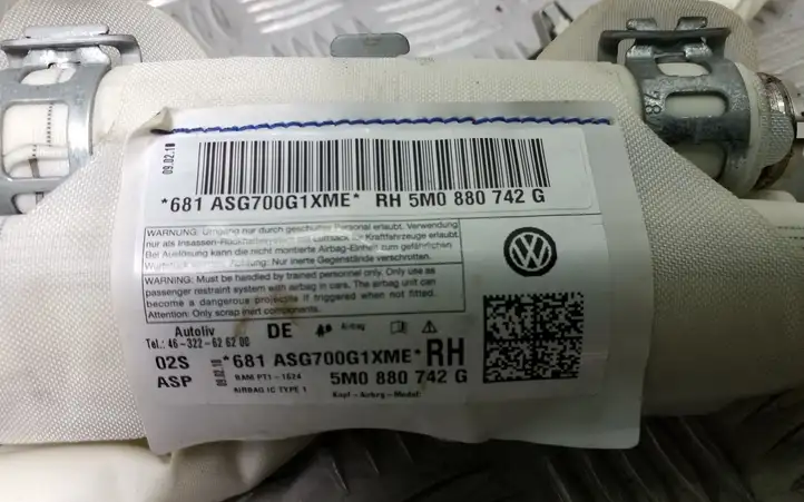 Volkswagen Golf Plus (2008 - 2014) 5M0880742G Боковая подушка безопасности шторка — фото 2