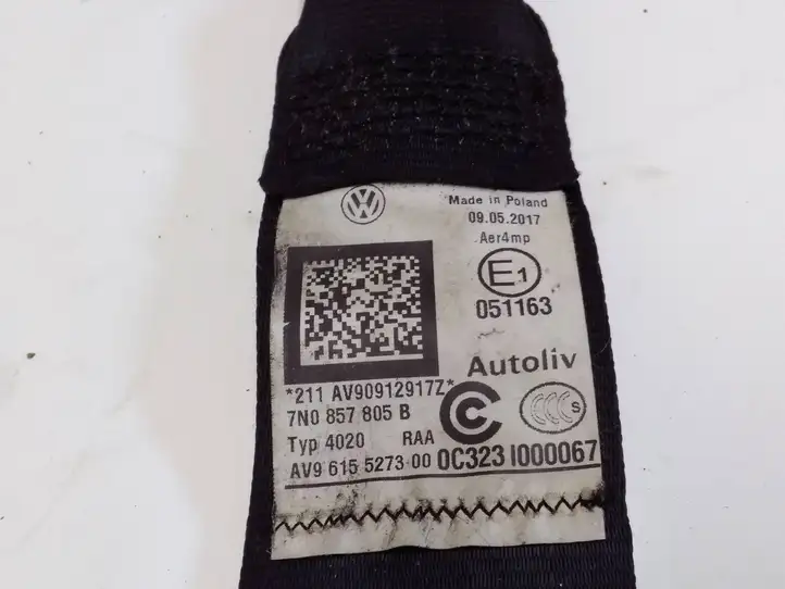 Volkswagen Sharan (2015 - ) 7N0857805B Задний ремень безопасности — фото 2