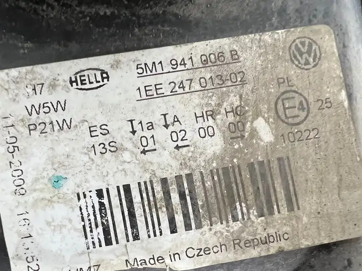 Volkswagen Golf Plus (2004 - 2008) 5M1941006B Передняя фара — фото 2