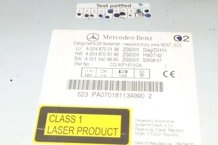Mercedes-Benz C W204 (2007 - 2014) A2048700196 Магнитола / мультимедийная система — фото 4