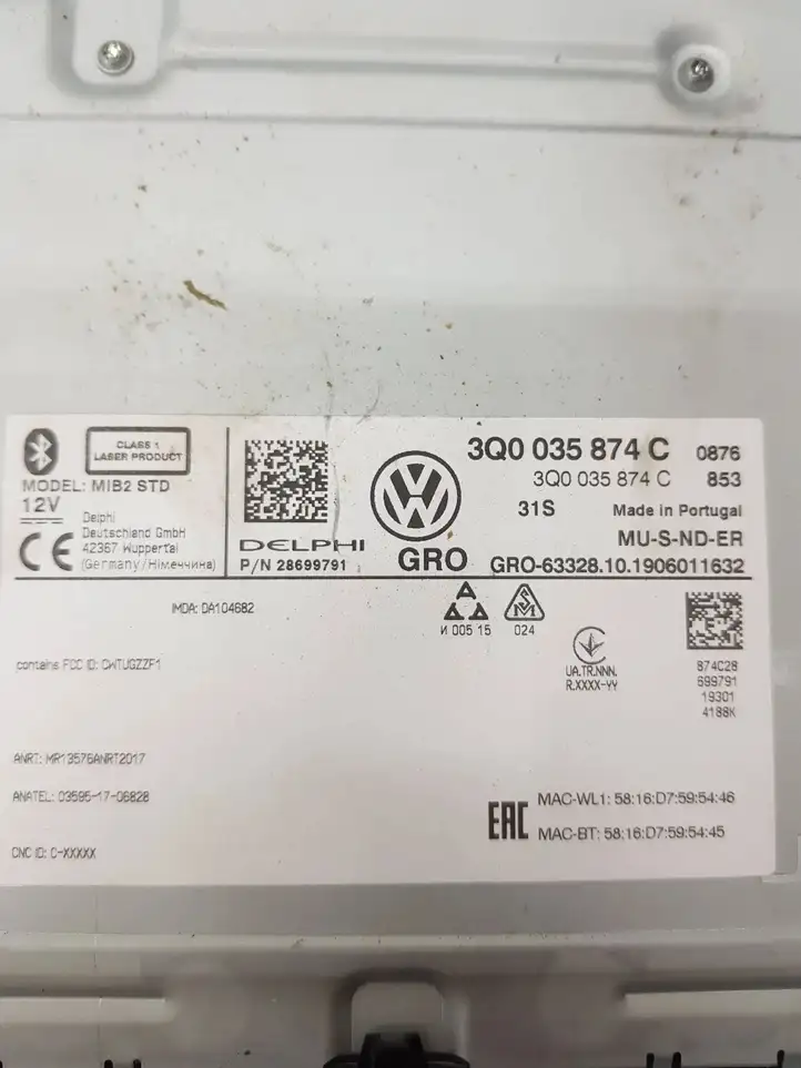 Volkswagen T-Roc (2017 - ) 3Q0035874C Магнитола / мультимедийная система — фото 3
