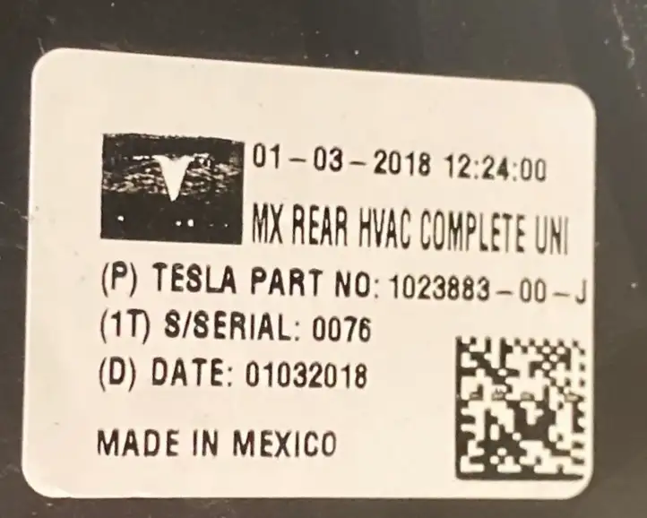 Tesla Model X (2015 - 2021) 103532700E Комплект системы вентиляции салона — фото 4