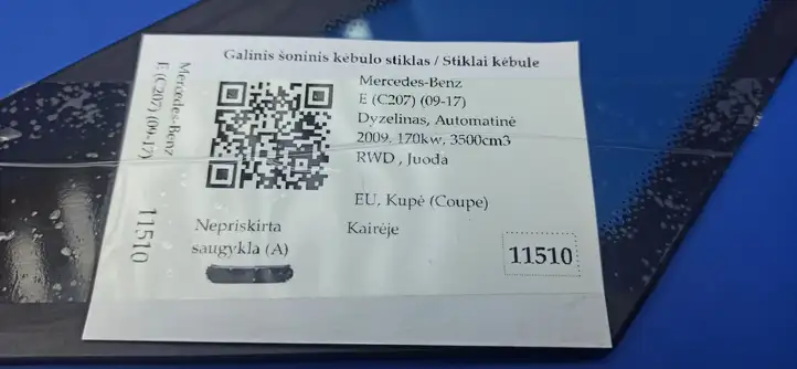 Mercedes-Benz E C207 W207 (2009 - 2017) Заднее боковое стекло — фото 9