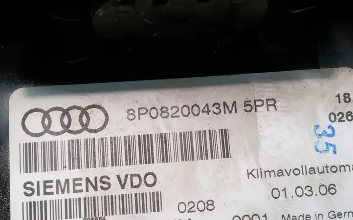 Audi A3/S3 8P (2004 - 2008) 8P0820043M Блок управления климат-контролем — фото 3