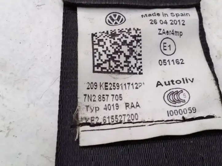 Volkswagen Sharan (2010 - 2015) 7N2857705 Передний ремень безопасности — фото 5
