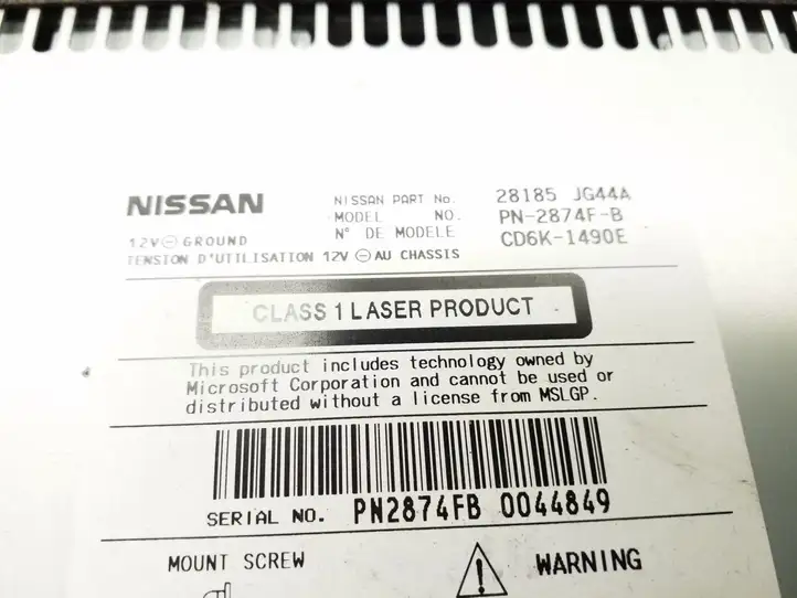 Nissan Qashqai (2006 - 2010) 28185JG44A Магнитола / мультимедийная система — фото 3