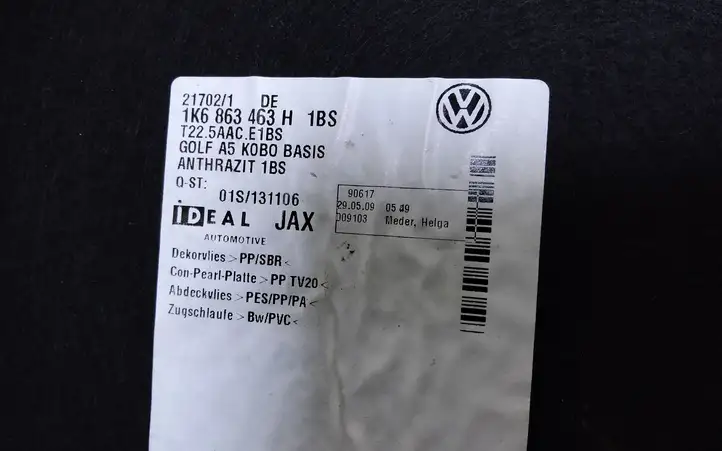 Volkswagen Golf VI (2009 - 2013) 1K6863463H Коврик багажника — фото 2