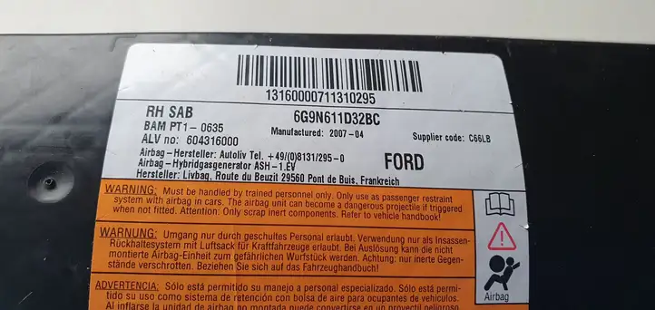 Ford S-MAX (2006 - 2010) Подушка безопасности сиденья — фото 4