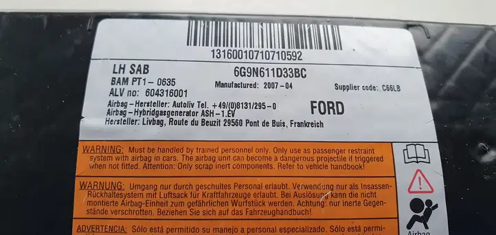 Ford S-MAX (2006 - 2010) Подушка безопасности сиденья — фото 5