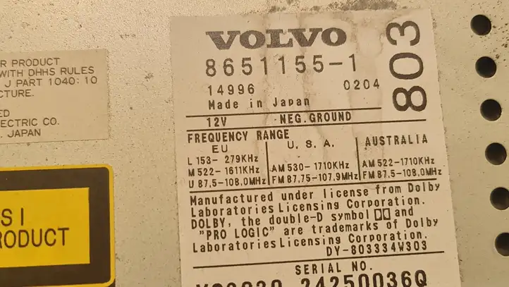 Volvo S60 (2000 - 2004) 86511551 Магнитола / мультимедийная система — фото 2