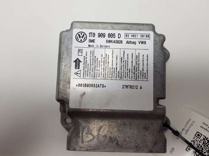 1T0909605D Volkswagen PASSAT B6 Oro pagalvių valdymo blokas