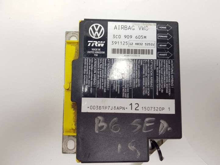 3C0909605M Volkswagen PASSAT B6 Oro pagalvių valdymo blokas