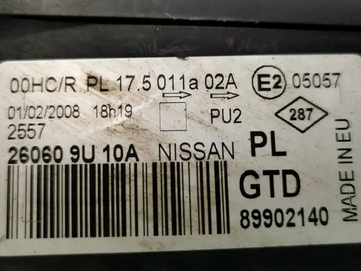 Nissan Note (E11) (2006 - 2014) 260609U10A Передняя фара — фото 2