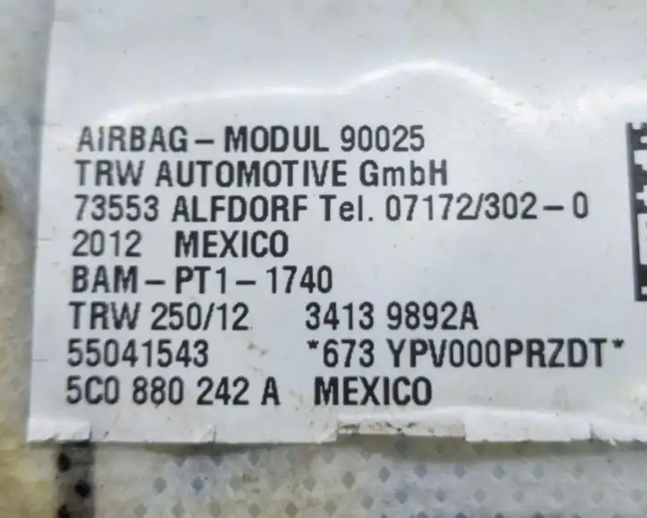 Volkswagen Jetta VI (2011 - 2018) 5C0880242A Подушка безопасности сиденья — фото 6