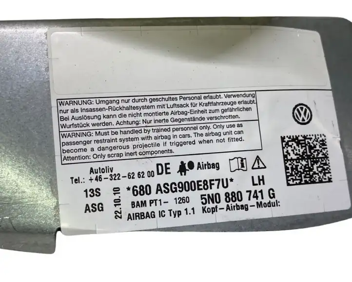 Volkswagen Tiguan (2007 - 2011) 5N0880741G Боковая подушка безопасности шторка — фото 6