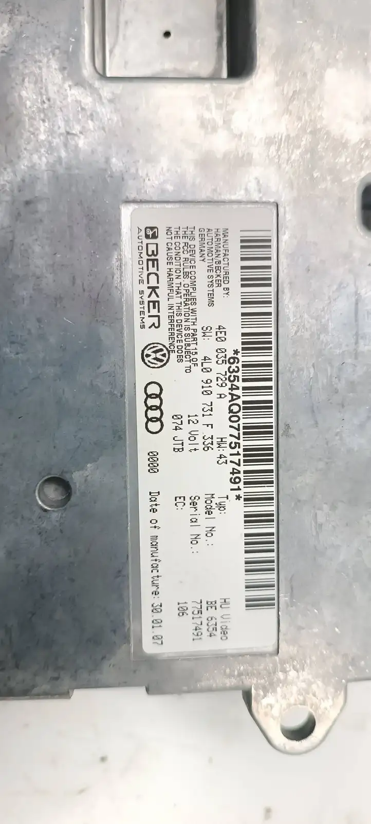 Audi Q7 4L (2005 - 2009) 4E0035729A Контроллер мультимедийной системы — фото 3
