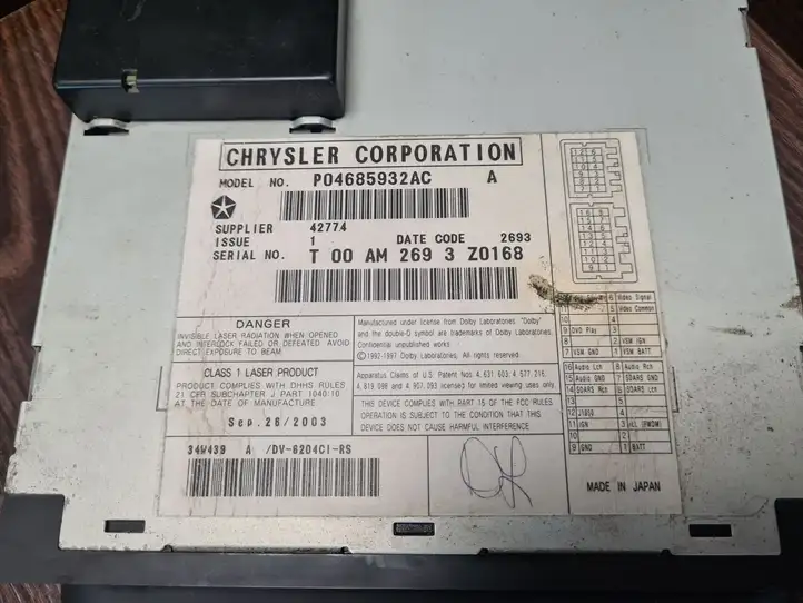 Dodge Grand Caravan (1998 - 2007) P04685932AC Магнитола / мультимедийная система — фото 8