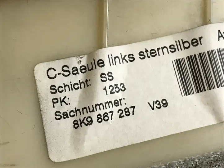 Audi A4 S4 B8 8K (2007 - 2011) 8K9867288 Обшивка стойки C — фото 3