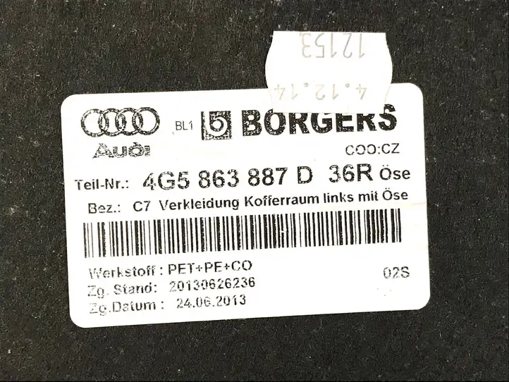 Audi A6 C7 (2011 - 2014) 4G5863887D Боковая обшивка багажника — фото 5