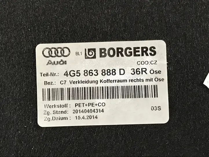 Audi A6 C7 (2011 - 2014) 4G5863888D Боковая обшивка багажника — фото 5