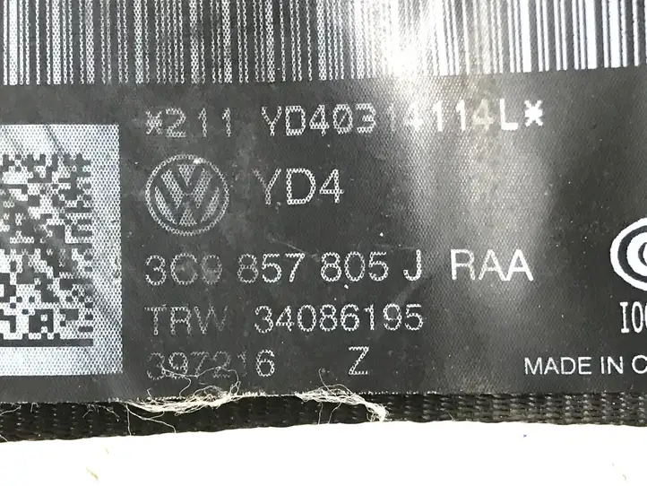 Volkswagen PASSAT B7 (2011 - 2014) 3C9857805J Задний ремень безопасности — фото 3
