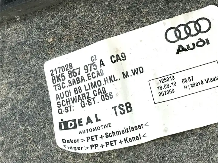 Audi A4 S4 B8 8K (2007 - 2011) 8K5867975A Комплект обшивки крышки багажника — фото 3
