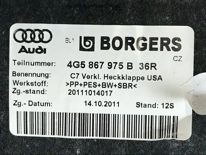 Audi A6 C7 (2011 - 2014) 4G5867975B Обшивка багажника — фото 3