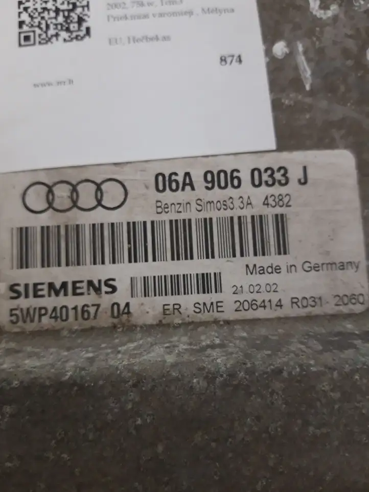 Audi A3/S3 8L (2000 - 2003) 06A906033J Блок управления двигателем (ЭБУ) — фото 3