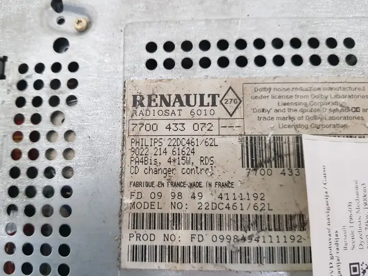 Renault Scenic I (1996 - 2003) 7700433072 Магнитола / мультимедийная система — фото 3