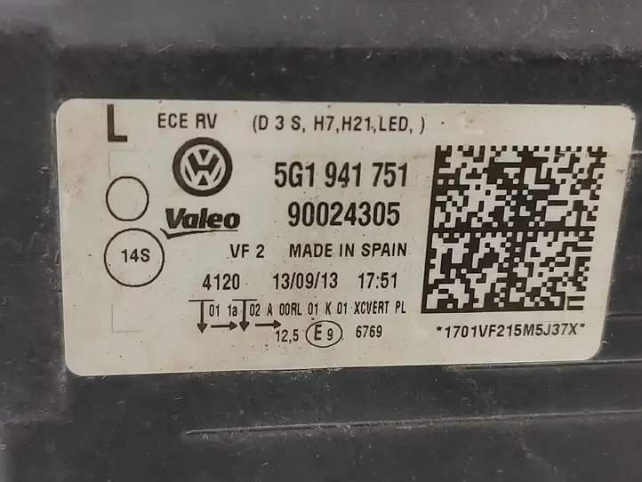 Volkswagen Golf VII (2013 - 2019) 5G1941751 Передняя фара — фото 11