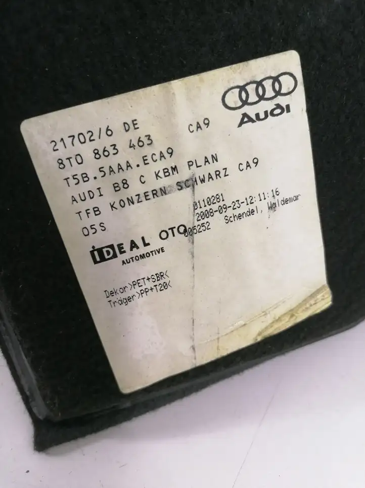 Audi A4 S4 B8 8K (2007 - 2011) 8T0863463 Коврик багажника — фото 2