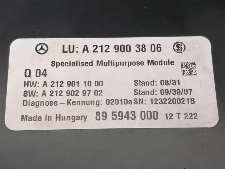 Mercedes-Benz E W212 (2009 - 2016) A2129003806 Модуль комфорта — фото 10