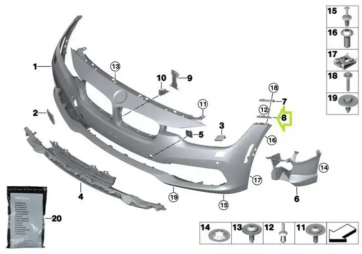 BMW 3 F30 F35 F31 (2012 - 2018) 7279711 Кронштейн переднего бампера — фото 2