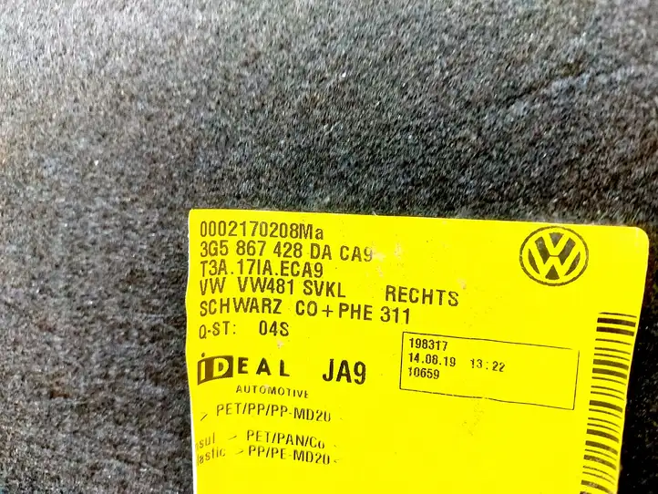 Volkswagen PASSAT B8 (2015 - ) 3G5867428 Прочая отделка багажника — фото 4