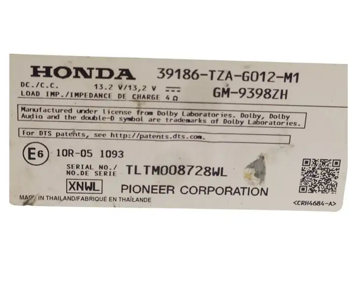 Honda Jazz IV GR Crosstar (2020 - ) 39186TZAG012M1 Усилитель звука — фото 5