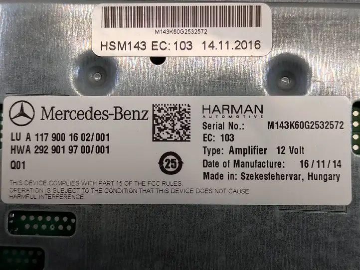 Mercedes-Benz CLA C117,X117,W117 (2013 - 2019) A1179001602 Усилитель звука — фото 6