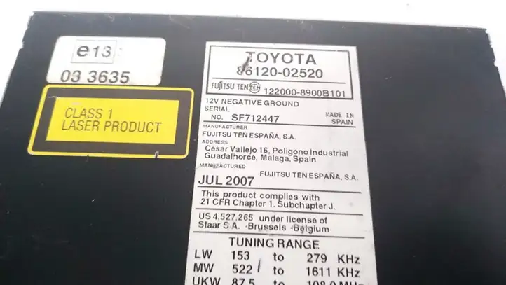 Toyota Auris 150 (2006 - 2012) 8612002520 Магнитола / мультимедийная система — фото 3