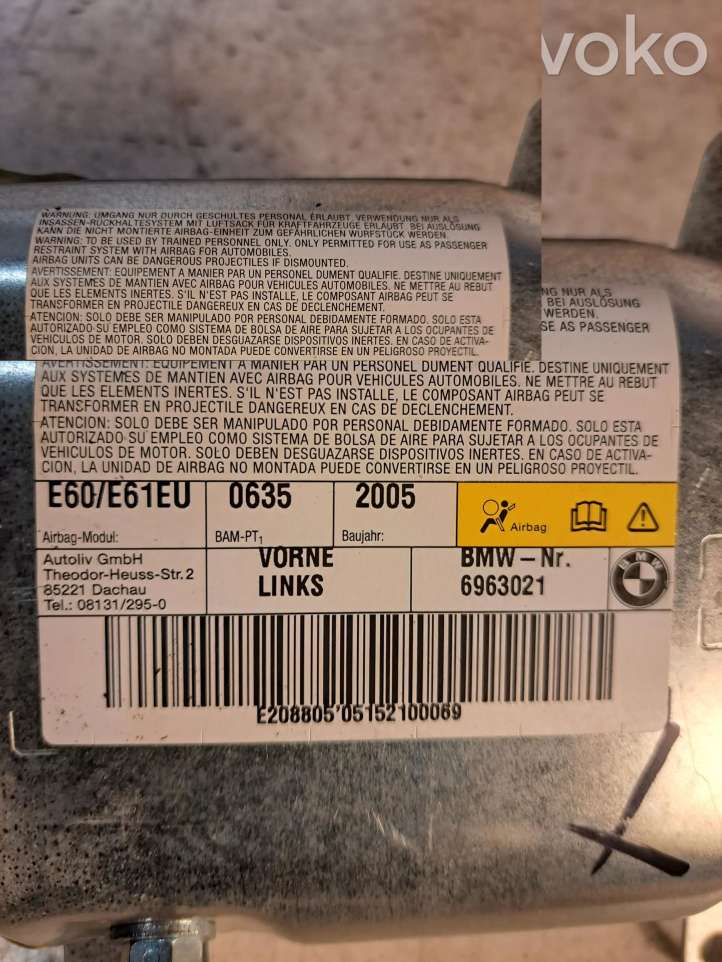 BMW 5 E60 E61 (2004 - 2010)  6963021 Подушка безопастности передней двери