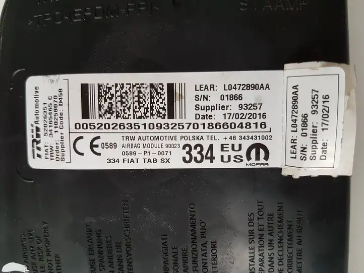 Fiat 500X (2014 - ) 34165486 Подушка безопасности сиденья — фото 2