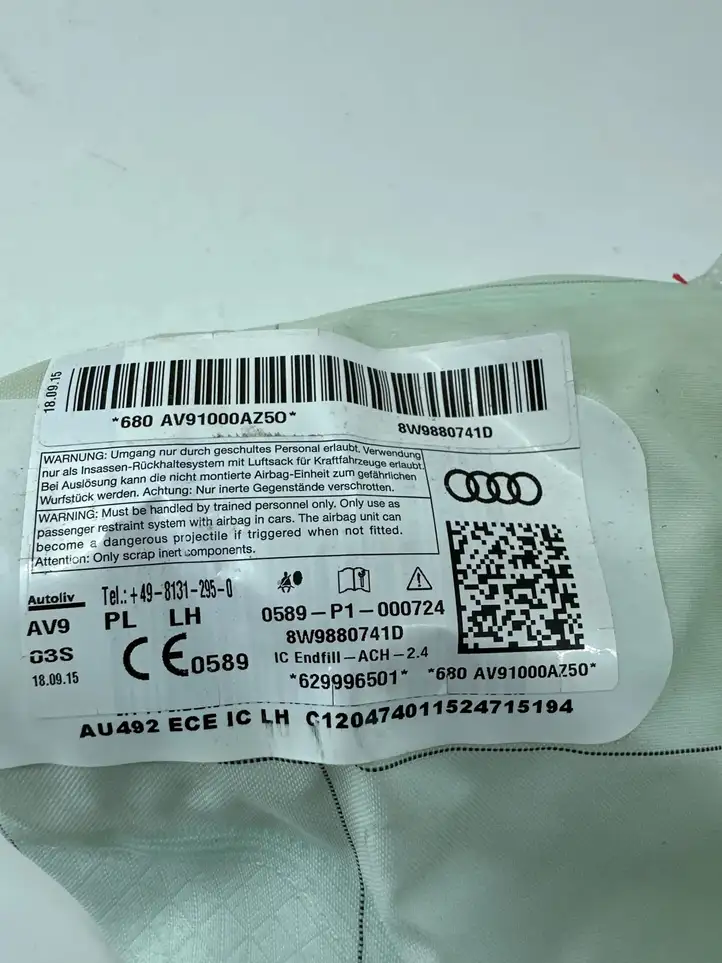 Audi A4 S4 B9 (2015 - 2019) 8W9880741D Боковая подушка безопасности шторка — фото 2