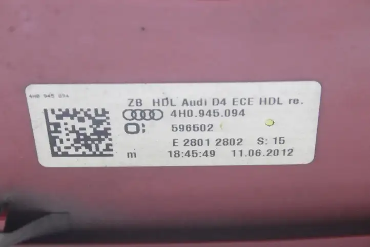 Audi A8 S8 D4 4H (2010 - 2014) 4H0945094 Задний фонарь в крышке багажника — фото 5