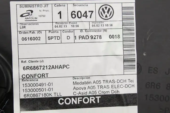 Volkswagen Polo V 6R (2009 - 2015) 6R6867212 Обшивка задней двери — фото 7