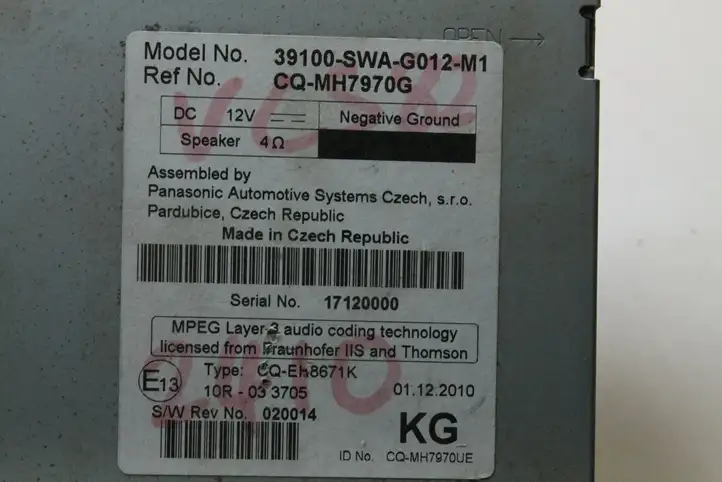 Honda CR-V (2006 - 2009) 39100SWAG012 Магнитола / мультимедийная система — фото 6