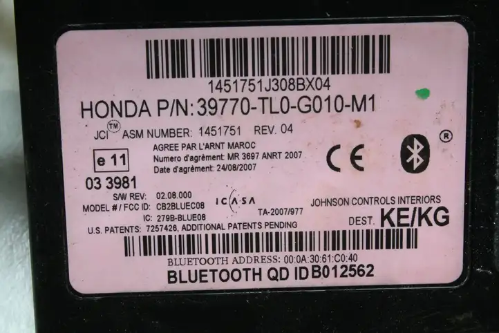 Honda Accord (2008 - 2016) 39770TL0G010M1 Bluetooth модуль — фото 3