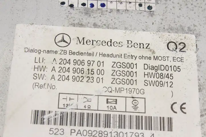 Mercedes-Benz C W204 (2007 - 2014) A2049069701 Магнитола / мультимедийная система — фото 5