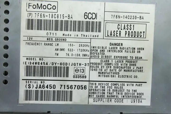 Jaguar XF X250 (2007 - 2015) 7F6N18C815BA CD/DVD чейнджер — фото 6