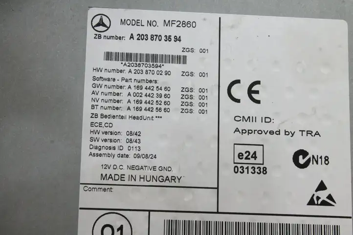 Mercedes-Benz CLC CL 203 (2008 - 2011) A2038703594 Магнитола / мультимедийная система — фото 6