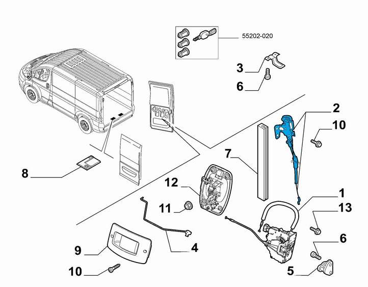 Fiat Ducato (2014 - )  1385566080 Трос задней двери